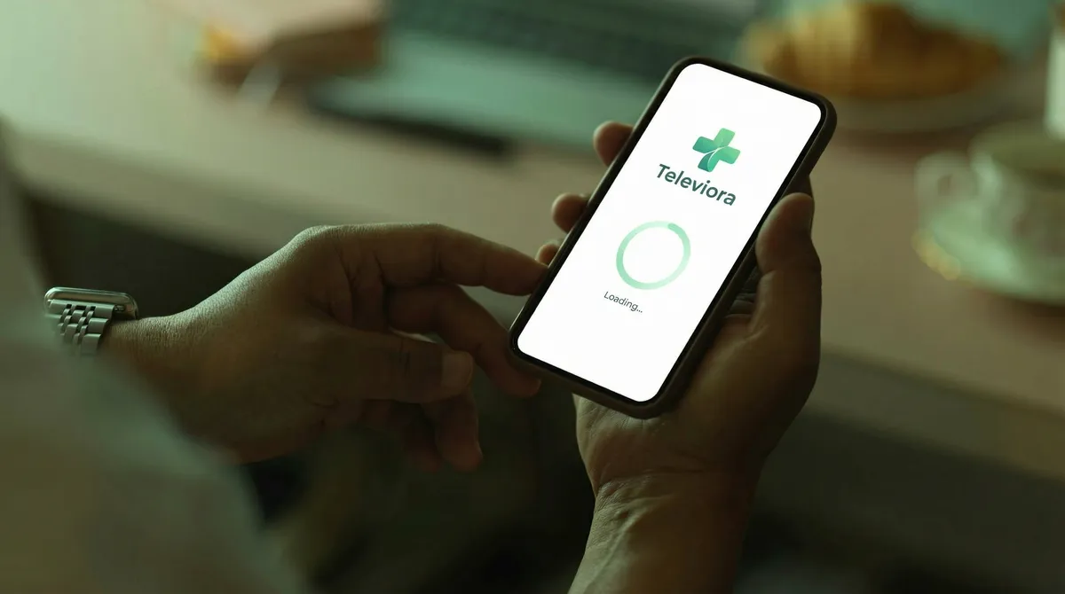 Person using the Televiora app on their phone